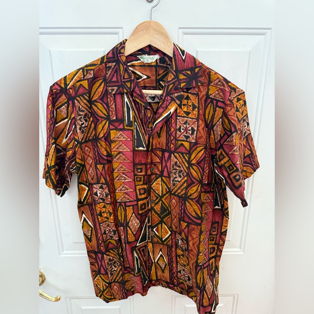 Vintage 50s Hookano Hawaiian Shirt - Medium - Mint Condition Tribal Cotton RARE